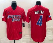 Wholesale Cheap Men's Puerto Rico Baseball #4 Yadier Molina 2023 Red World Baseball Classic Stitched Jerseys