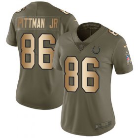 Wholesale Cheap Nike Colts #86 Michael Pittman Jr. Olive/Gold Women\'s Stitched NFL Limited 2017 Salute To Service Jersey