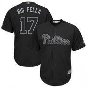Wholesale Cheap Phillies #17 Rhys Hoskins Black "Big Fella" Players Weekend Cool Base Stitched MLB Jersey