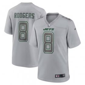 Wholesale Cheap Men\'s New York Jets #8 Aaron Rodgers Grey Atmosphere Fashion Stitched Jersey