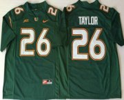 Wholesale Cheap Men's Miami Hurricanes #26 Sean Taylor Green Stitched NCAA Nike College Football Jersey