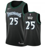 Wholesale Cheap Nike Timberwolves 25 Derrick Rose Black Swimgman Jersey