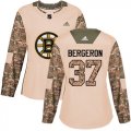 Wholesale Cheap Adidas Bruins #37 Patrice Bergeron Camo Authentic 2017 Veterans Day Women's Stitched NHL Jersey