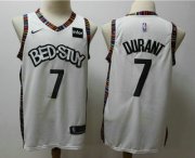 Wholesale Cheap Men's Brooklyn Nets #7 Kevin Durant NEW White 2020 City Edition NBA Swingman Jersey With The Sponsor Logo
