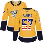 Wholesale Cheap Adidas Predators #57 Dante Fabbro Yellow Home Authentic USA Flag Women's Stitched NHL Jersey