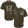 Wholesale Cheap Cubs #12 Kyle Schwarber Green Salute to Service Stitched Youth MLB Jersey