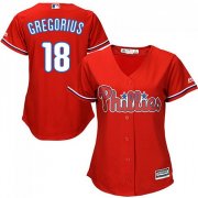 Wholesale Cheap Phillies #18 Didi Gregorius Red Alternate Women's Stitched MLB Jersey
