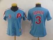 Wholesale Cheap Phillies #3 Bryce Harper Light Blue Alternate Cooperstown Women's Stitched MLB Jersey