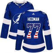 Wholesale Cheap Adidas Lightning #77 Victor Hedman Blue Home Authentic USA Flag Women's Stitched NHL Jersey