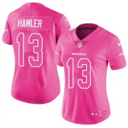 Wholesale Cheap Nike Broncos #13 KJ Hamler Pink Women's Stitched NFL Limited Rush Fashion Jersey