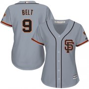 Wholesale Cheap Giants #9 Brandon Belt Grey Road 2 Women's Stitched MLB Jersey