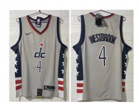 Wholesale Cheap Men\'s Washington Wizards #4 Russell Westbrook NEW Grey 2021 City Edition NBA Swingman Jersey