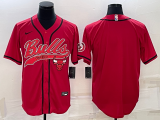 Wholesale Cheap Men's Chicago Bulls Blank Red With Patch Cool Base Stitched Baseball Jersey