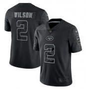 Wholesale Cheap Men's New York Jets #2 Zach Wilson Black Reflective Limited Stitched Jersey