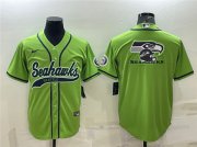 Wholesale Cheap Men's Seattle Seahawks Green Team Big Logo With Patch Cool Base Stitched Baseball Jersey