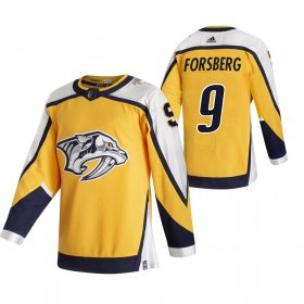 Wholesale Cheap Nashville Predators #9 Filip Forsberg Yellow Men\'s Adidas 2020-21 Reverse Retro Alternate NHL Jersey