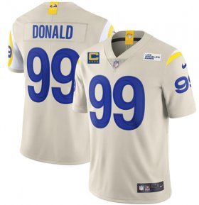 Wholesale Cheap Men\'s Los Angeles Rams 2022 #99 Aaron Donald Bone White With 4-star C Patch Stitched NFL Jersey