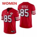 Wholesale Cheap Women's San Francisco 49ers #85 george kittle 75th anniversary red throwback jersey