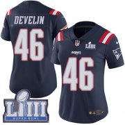 Wholesale Cheap Nike Patriots #46 James Develin Navy Blue Super Bowl LIII Bound Women's Stitched NFL Limited Rush Jersey
