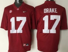 Wholesale Cheap Men\'s Alabama Crimson Tide #17 Kenyan Drake Red 2016 Playoff Diamond Quest College Football Nike Limited Jersey