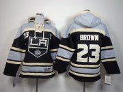 Wholesale Cheap Kings #23 Dustin Brown Black Sawyer Hooded Sweatshirt Stitched Youth NHL Jersey