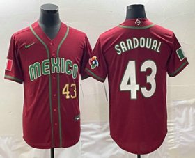 Wholesale Cheap Men\'s Mexico Baseball #43 Patrick Sandoval Number 2023 Red World Classic Stitched Jerseys