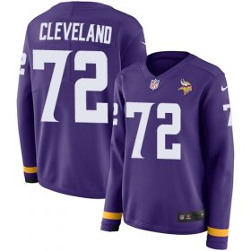 Wholesale Cheap Nike Vikings #72 Ezra Cleveland Purple Team Color Women\'s Stitched NFL Limited Therma Long Sleeve Jersey