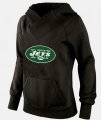 Wholesale Cheap Women's New York Jets Logo Pullover Hoodie Black