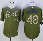 Wholesale Cheap Mets #48 Jacob DeGrom Green Camo New Cool Base Stitched MLB Jersey