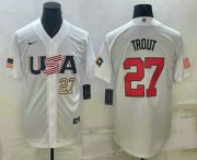 Wholesale Cheap Men's USA Baseball #27 Mike Trout Number 2023 White World Baseball Classic Replica Stitched Jerseys