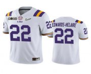 Wholesale Cheap Men's LSU Tigers #22 Clyde Edwards-Helaire White 2020 National Championship Game Jersey