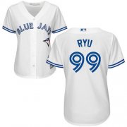 Wholesale Cheap Blue Jays #99 Hyun-Jin Ryu White Home Women's Stitched MLB Jersey