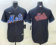 Wholesale Cheap Men's New York Mets Big Logo Black Stitched MLB Cool Base Nike Jersey