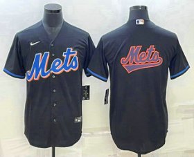 Wholesale Cheap Men\'s New York Mets Big Logo Black Stitched MLB Cool Base Nike Jersey