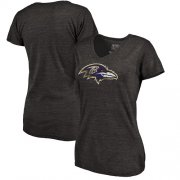 Wholesale Cheap Women's Baltimore Ravens NFL Pro Line by Fanatics Branded Black Distressed Team Logo Tri-Blend T-Shirt