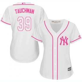 Wholesale Cheap Yankees #39 Mike Tauchman White/Pink Fashion Women\'s Stitched MLB Jersey