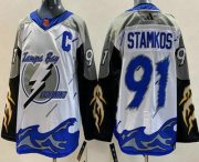 Wholesale Cheap Men's Tampa Bay Lightning #91 Steven Stamkos White 2022 Reverse Retro Authentic Jersey