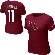 Wholesale Cheap Women's Nike Arizona Cardinals #11 Larry Fitzgerald Name & Number T-Shirt Red