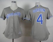 Wholesale Cheap Royals #4 Alex Gordon Grey Road Women's Stitched MLB Jersey