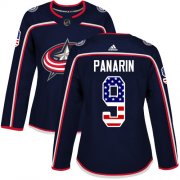 Wholesale Cheap Adidas Blue Jackets #9 Artemi Panarin Navy Blue Home Authentic USA Flag Women's Stitched NHL Jersey