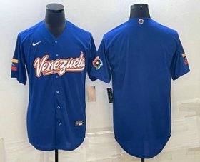 Wholesale Cheap Men\'s Venezuela Baseball Blank 2023 Royal World Classic Stitched Jersey