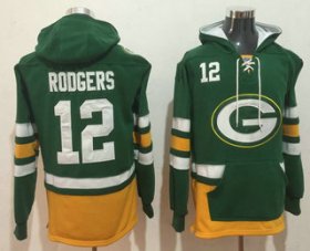 Wholesale Cheap Men\'s Green Bay Packers #12 Aaron Rodgers NEW Green Pocket Stitched NFL Pullover Hoodie