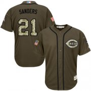 Wholesale Cheap Reds #21 Reggie Sanders Green Salute to Service Stitched Youth MLB Jersey