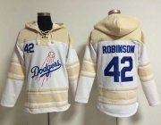 Wholesale Cheap Dodgers #42 Jackie Robinson White Sawyer Hooded Sweatshirt MLB Hoodie