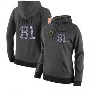 Wholesale Cheap NFL Women's Nike Los Angeles Rams #81 Gerald Everett Stitched Black Anthracite Salute to Service Player Performance Hoodie