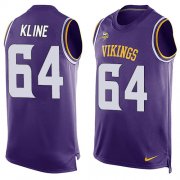 Wholesale Cheap Nike Vikings #64 Josh Kline Purple Team Color Men's Stitched NFL Limited Tank Top Jersey
