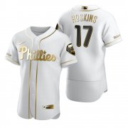 Wholesale Cheap Philadelphia Phillies #17 Rhys Hoskins White Nike Men's Authentic Golden Edition MLB Jersey