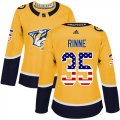 Wholesale Cheap Adidas Predators #35 Pekka Rinne Yellow Home Authentic USA Flag Women's Stitched NHL Jersey