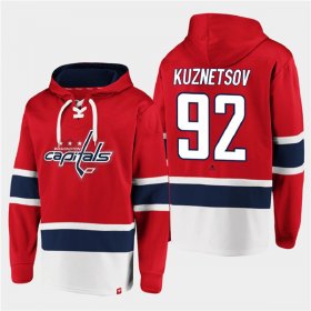 Wholesale Cheap Men\'s Washington Capitals #92 Evgeny Kuznetsov Red All Stitched Sweatshirt Hoodie