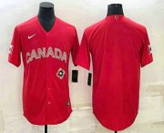 Wholesale Cheap Men's Canada Baseball Blank 2023 Red World With Patch Classic Stitched Jersey